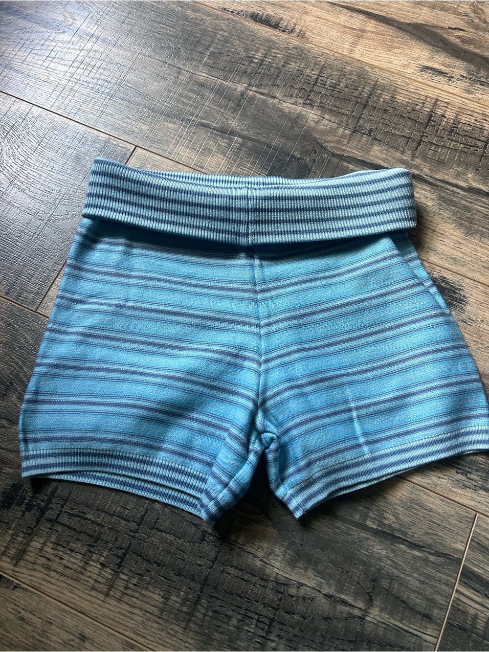 Blue Striped Women's Knit Shorts